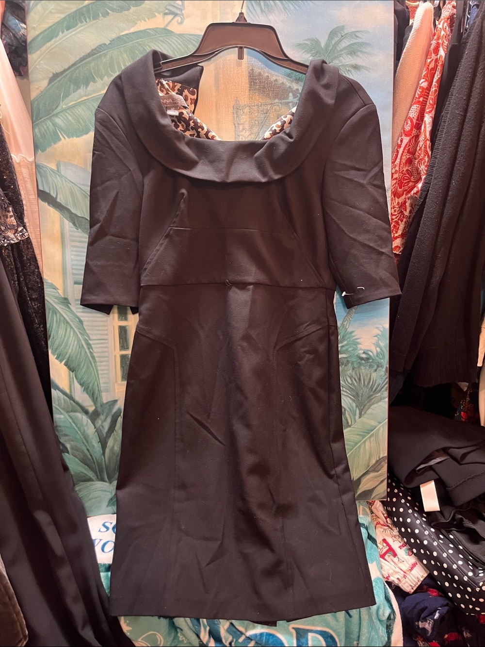 Donna Ricco Black Cowl-Neck Midi Dress size 4
